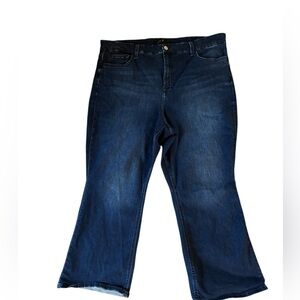 Jen 7 By 7 For All Mankind Kick Crop Dark Denim Jean Size 18 Stretch Casual Fall